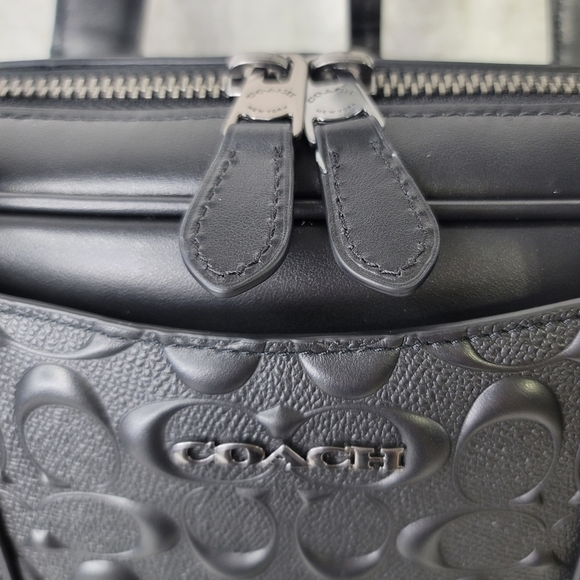 ✅️ COACH Signature Leather Designer Laptop Briefcase Work Bag NWT Rare unisex - Picture 14 of 15